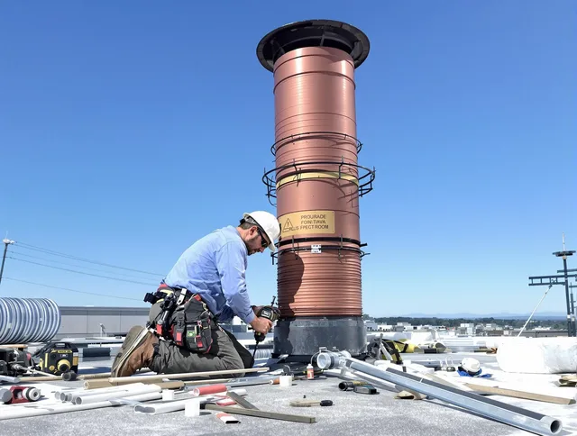 Installed chimney liner by Grafton Chimney Sweep in Grafton, MA