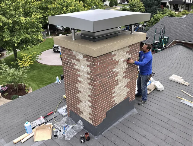 Grafton Chimney Sweep team working on a custom chimney remodel in Grafton, MA