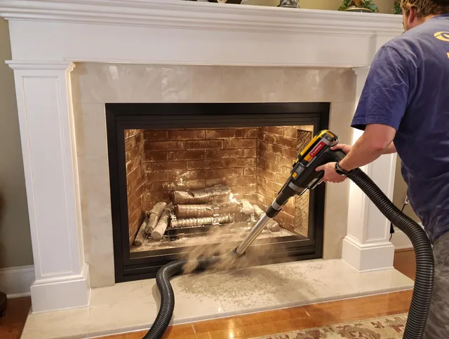 Fireplace cleaning performed by Grafton Chimney Sweep in Grafton, MA
