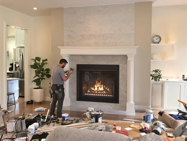 Newly installed fireplace by Grafton Chimney Sweep in Grafton, MA